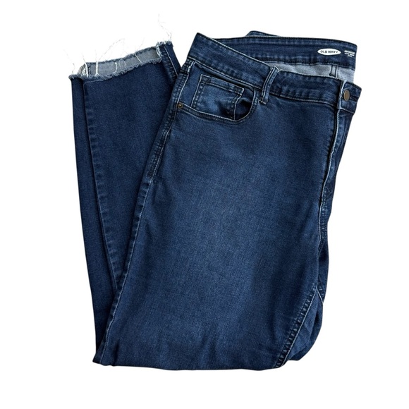 Old Navy Denim - Old Navy Rockstar Super Skinny Ankle Jeans Womens Size 16 Blue Denim Frayed Hem